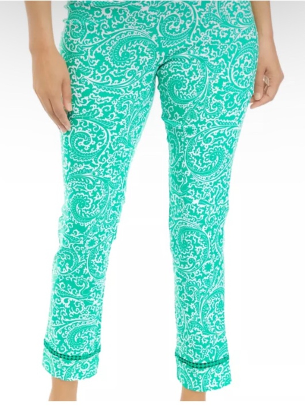crown & ivy Turquoise Paisley Print Pants
